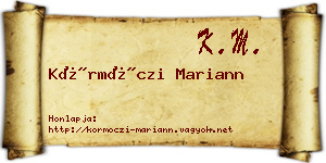 Körmöczi Mariann névjegykártya