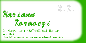 mariann kormoczi business card